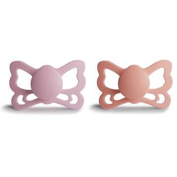 Frigg Butterfly Anatomical Silkysoft Silicone Baby Pacifier | Made In Denmark | Bpa-Free (Pretty In Peach/Primrose, 6-18 Months)