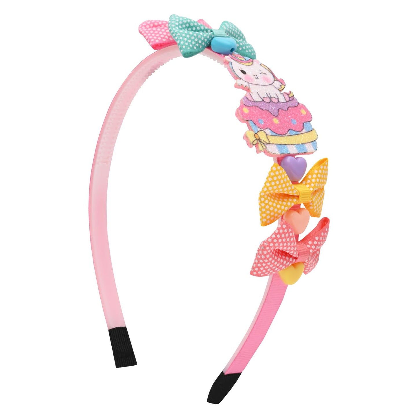 Asthetika Kids Unicorn Polka Dot Bows Hair Band For Girls Toddler Baby Pink Accessories Headband Single Piece Gift Idea