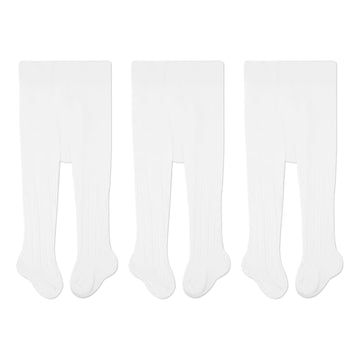 Cozyway Cable Knit Cotton Leggings/Tights For Baby Girls, 3 Pack, White, 6-12 Months Old