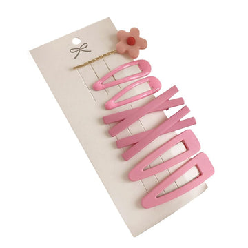 7 Piece Flower Hair Clips Set, Decorative Barrette Bobby Pin Collection for Women and Girls, Sweet Hair Accessories (Pink)