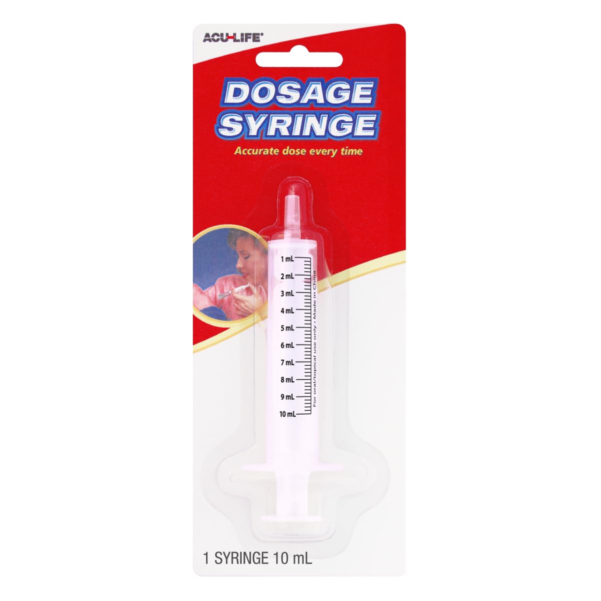 Acu-Life Kids & Baby Oral Dosage Syringe & Dispenser, Transparent, Easy To Use And Reusable, 2 Tsp (10 Ml) Capacity, Bpa Free