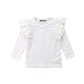 Mubineo Toddler Baby Girl Basic Plain Ruffle Sleeve Cotton T Shirts Tops Tee Clothes (White(Long Sleeve), 4-5T)
