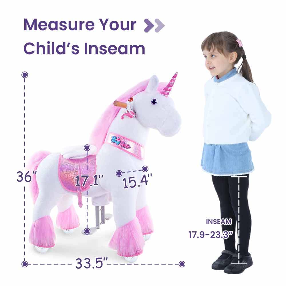 PonyCycle Official Classic U Series Ride on Horse Toy Plush Walking Animal Pink Unicorn Size 4 for Age 4-9 Ux402