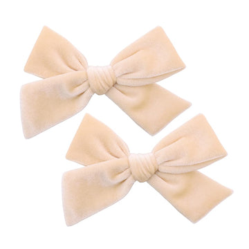 Vintage Velvet Bow Hair Clips for Baby Girl Kids Women Fall Velvet Christmas Hair Bows Barrettes Accessories (2 pcs Cream)