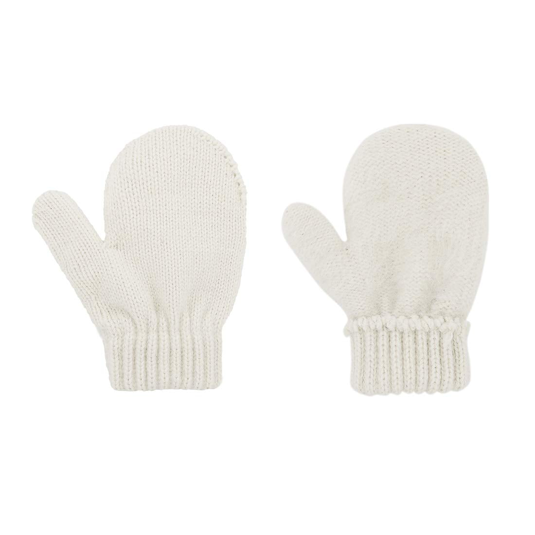 Durio Toddler Mittens Knit Mittens For Toddler Boys Girls Soft Kids Mittens Winter Crochet Toddler Kids Gloves Black & White & G