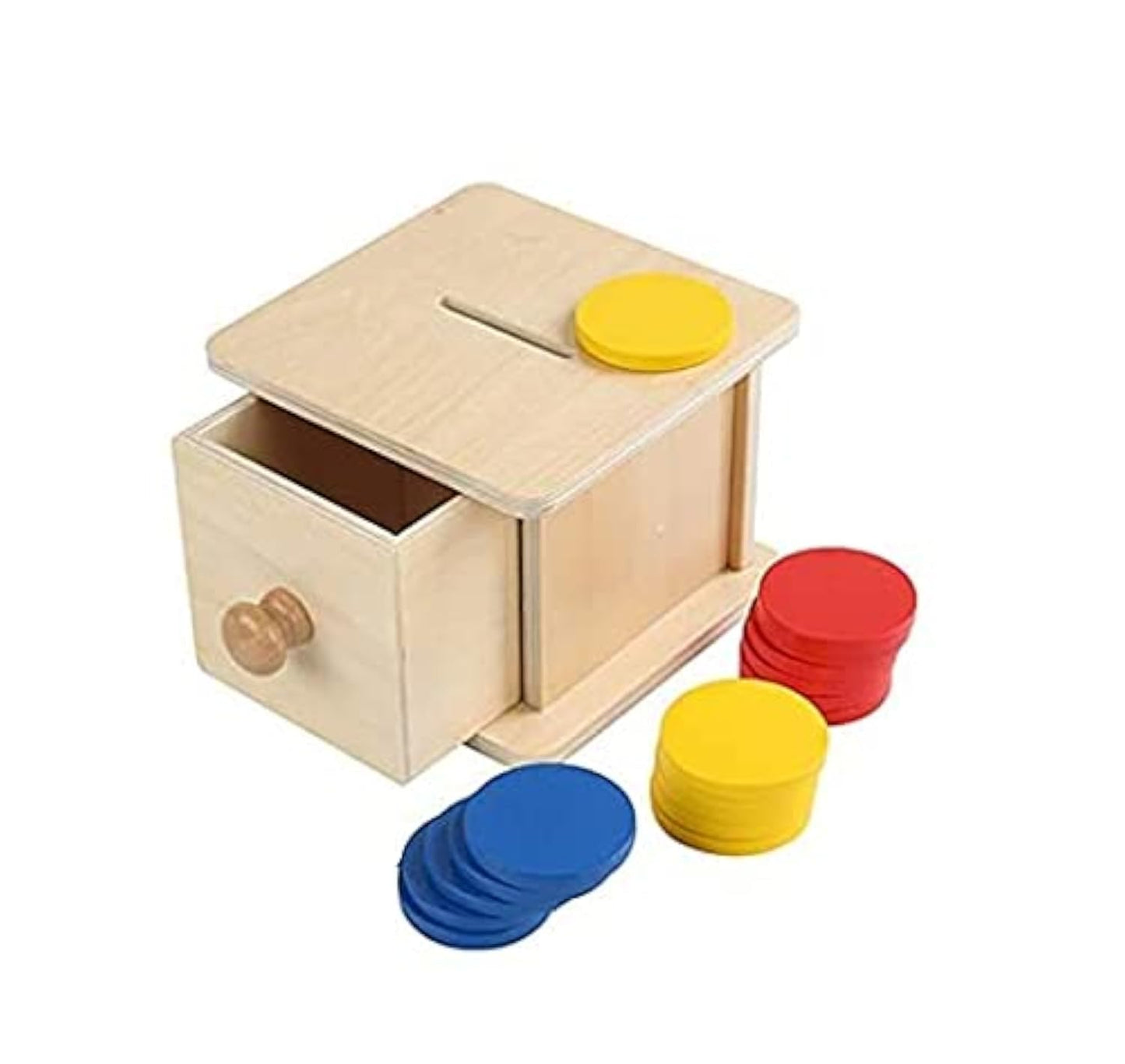 Adena Montessori Infant Toddlers Coin Box Montessori Toys for 6-12 Months Baby (Typical - Drawer Comes Out)