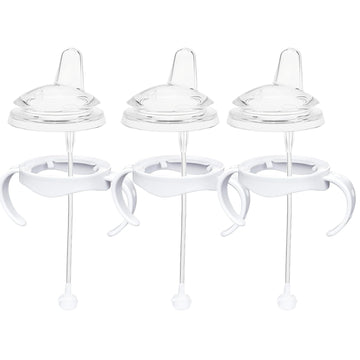 Sippy Cup Conversion Kit For Philips Avent Natural Baby Bottles, Soft Straw Top And Weighted Straw Transition Kit With Handles F
