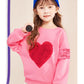 Little Hand Toddler Girls Ruffle Sleeve Shirts Kids Love Heart Pasting Clothes Valentine'S Tee Sweatshirt For 3T