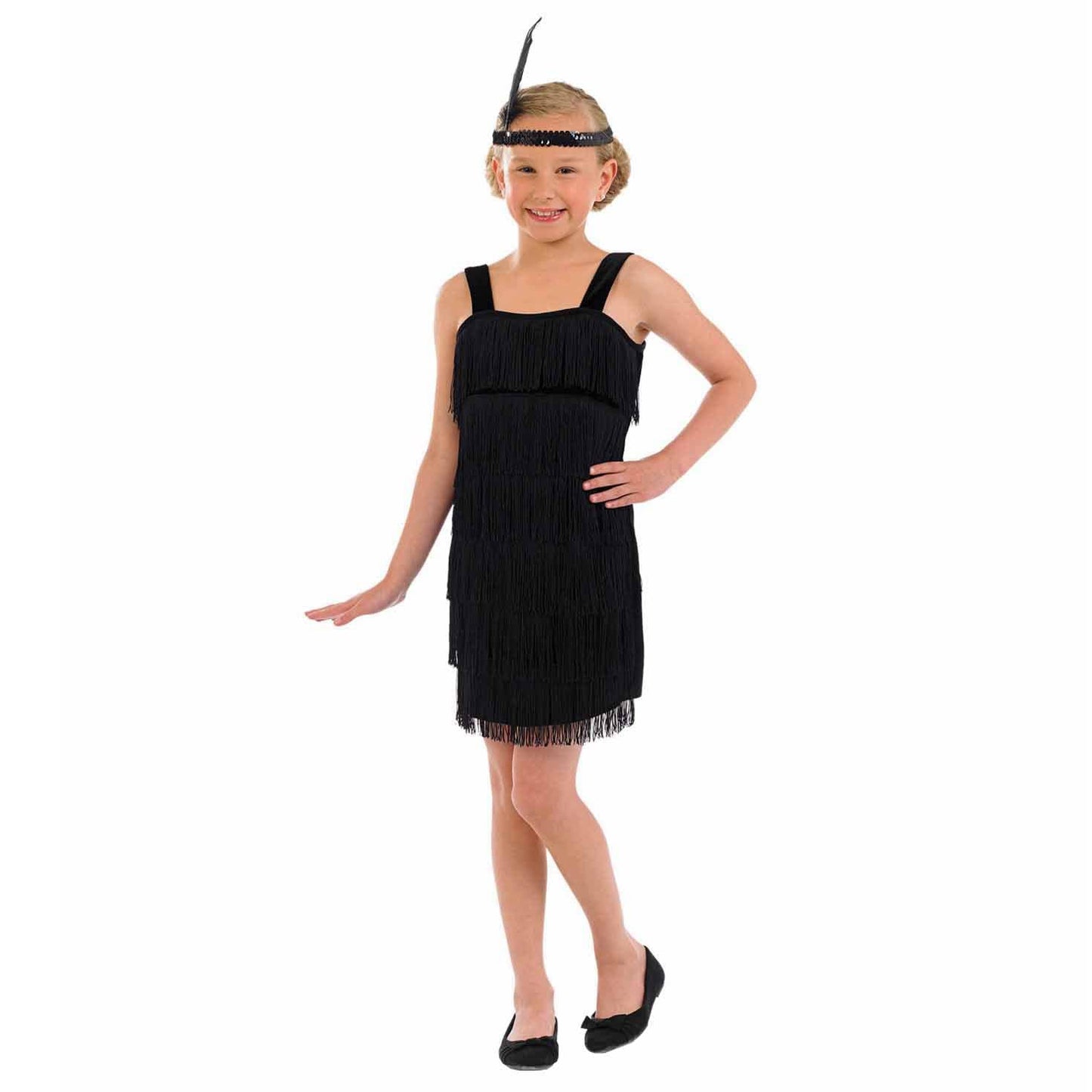 Fun Shack Kids 20S Flapper Girl Costume Black Childrens Halloween Costume For Girls - Large