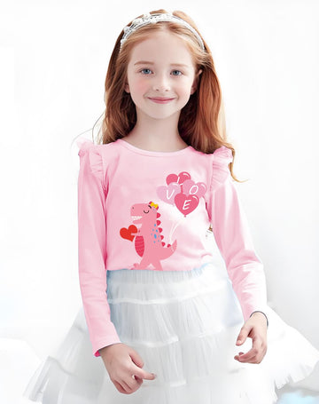 Kids Valentines Day Shirts Girls Valentine'S Dinosaur Love Graphic Shirt Toddler Long Sleeve Outfit Tops 2-3 Years