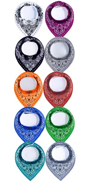 Maiwa 10 Pack Baby Triangle Bandana Bibs For Boys Girls For Drool Teething Eating With Snaps
