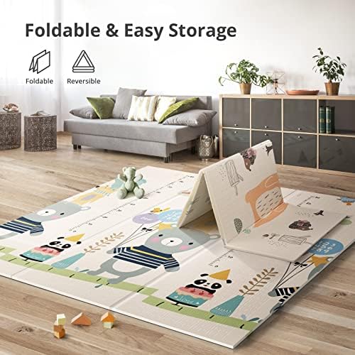 Uanlauo Baby Mat For Floor - Foldable Baby Play Mat For Babies Toddlers, 59' X 59' Extra Large Infant Playmat Foam Mats For Ki