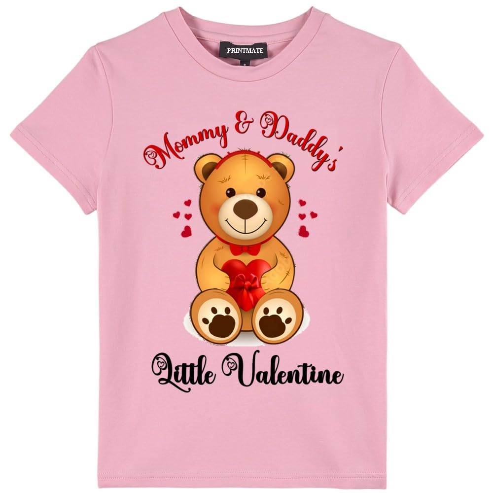 Printmate Cotton Pink Short Sleeve Kids Tees Mommy And DaddyS Little Valentine TShirt For Baby Boys And Girls  D8