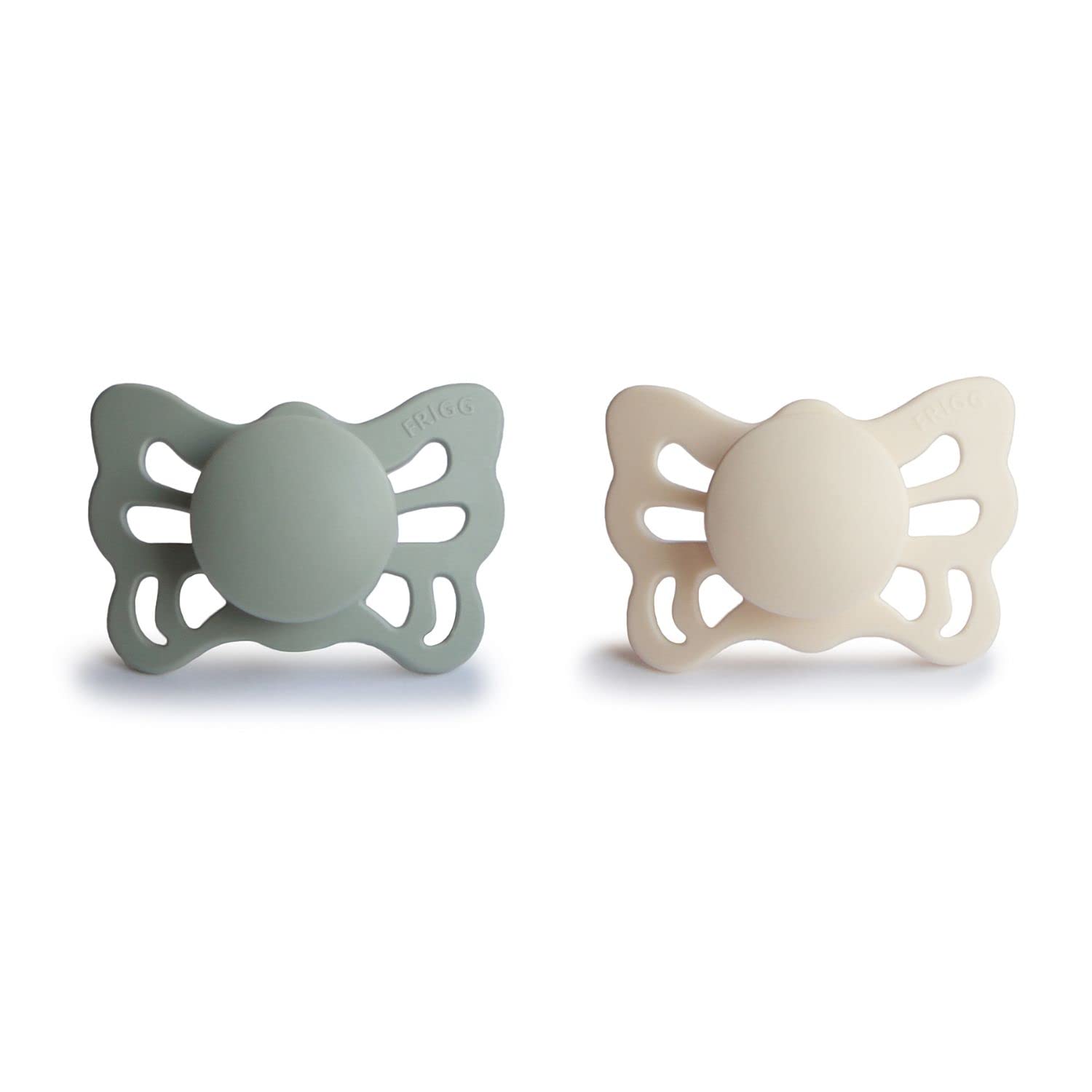 Frigg Butterfly Anatomical Silkysoft Silicone Baby Pacifier | Made In Denmark | Bpa-Free (Cream/Sage, 0-6 Months)