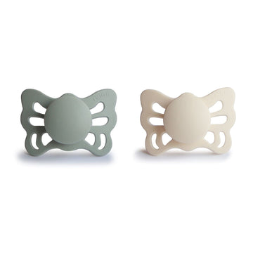 Frigg Butterfly Anatomical Silkysoft Silicone Baby Pacifier | Made In Denmark | Bpa-Free (Cream/Sage, 0-6 Months)