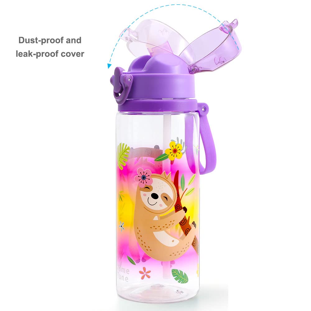 Home Tune Cute Water Bottle For School Kids Girls Boys, Bpa Free & Leak Proof & Easy Clean, 24Oz / 700Ml - Sloth