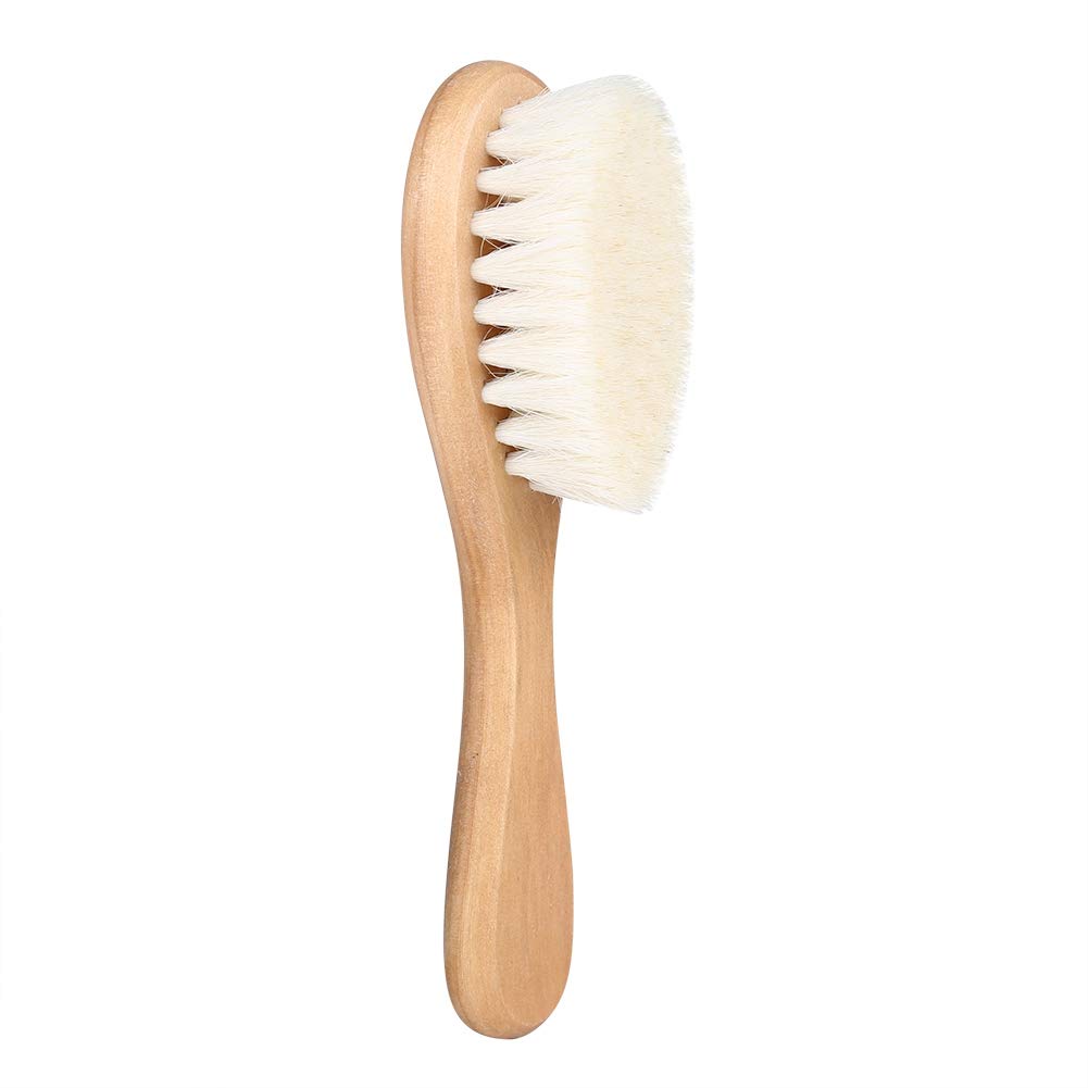 Hair Brushes Baby Head Brush, Kids Soft Goat Hair Comb Wood Infant Massage Scrub Tool Newborn Shower Registry Gift, Wooden Baby