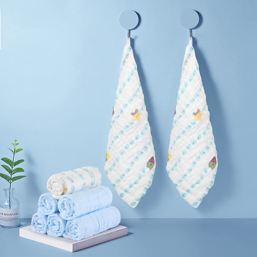 Yoofoss Muslin Baby Washcloths 100% Cotton Face Towels 10 Pack Wash Cloths For Baby 12X12In Soft And Absorbent Baby Wipes (Multi
