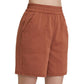 Marivon Wide Leg Sports Shorts Women High Waist | Loose Fit Mid Length Gym Running Fitness Shorts | Brick red | L