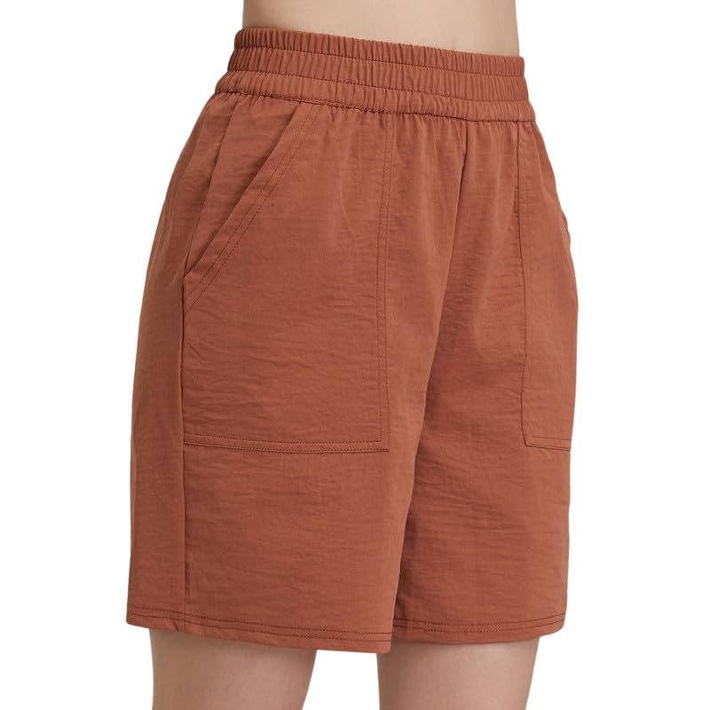 Marivon Wide Leg Sports Shorts Women High Waist | Loose Fit Mid Length Gym Running Fitness Shorts | Brick red | L