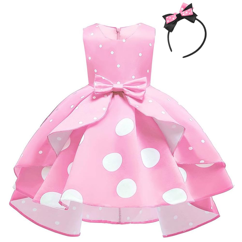 Girls Polka Dot Halloween Christmas Princess Party Cosplay Pageant Fancy Costume Tutu Birthday Dress Up+ Mouse Ears Headband Vac