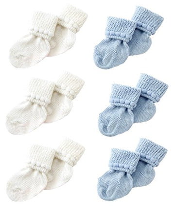 Nurses Choice Blue & White Newborn Baby Socks Includes 6 Pairs Of Cotton Socks