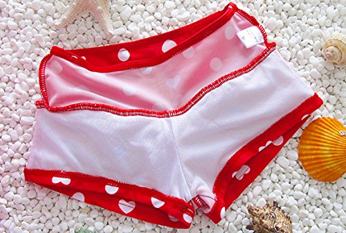 Baby Girl Cute Swimsuits Red 2 Pieces White Dot Skirt Swimwear Sets (Large, Red)