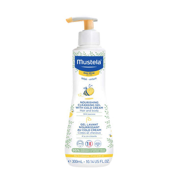Mustela Baby Nourishing Cleansing Gel - Hair & Body Wash for Dry Skin - with Natural Avocado, Cold Cream & Beeswax - 10.14 fl. o