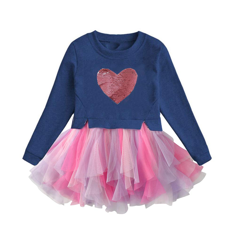 Dxton Toddler Baby Girl Fall Dresses Winter Long Sleeve Tutu Party Dre – Cutebab WBBAPB07XGZN3MT