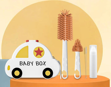 Tony Stark 6In1 Baby Bottle Cleaning Brush Set  Includes Silicone Bottle Brush, Nipple Cleaner, Straw Brush, Soap Dispenser, 