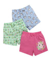 Bumzee Girls Cotton Above Knee Length Shorts Pack Of 3 Green & Pink  612 Months (Peb10446CGrn)