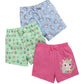 Bumzee Girls Cotton Above Knee Length Shorts Pack Of 3 Green & Pink  1824 Months (Peb10446EGrn)