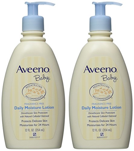 Aveeno Baby Daily Moisture Lotion, Fragrance Free, 12 Ounce (Pack Of 2)