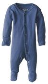 L'Ovedbaby Baby Girls Organic Snap One-Piece Footies, Slate, 3-6 Months Us