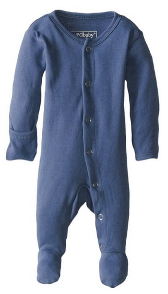 L'Ovedbaby Baby Girls Organic Snap One-Piece Footies, Slate, 3-6 Months Us
