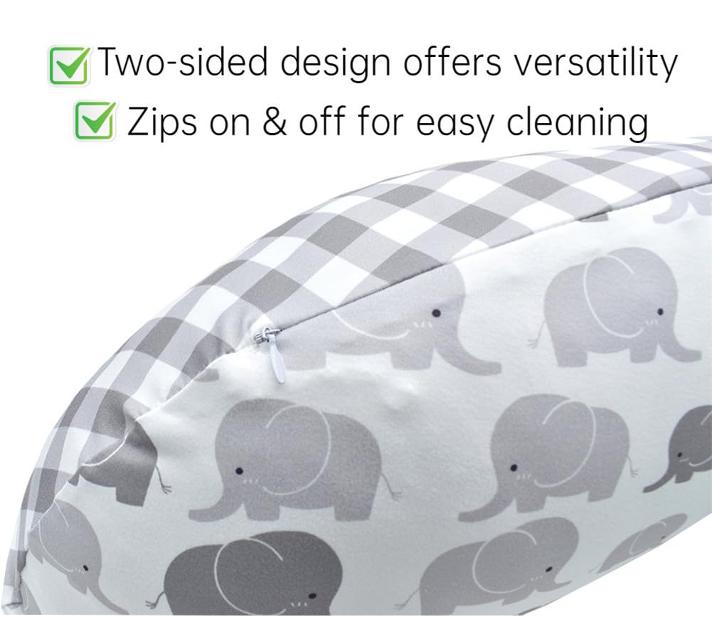 Nursing Pillow Cover Stretchy Removable Infant Cotton Pillow Slipcovers For Baby Boy Girls Breastfeeding Moms Two-Sided Design (
