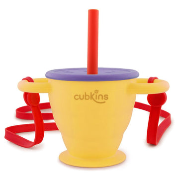 CUBKINS 2 in 1 SipNSnack Cup for Baby, BPA Free Food Grade Silicone Snack Container and Sippy Cup for Toddler (Mango)  275ml