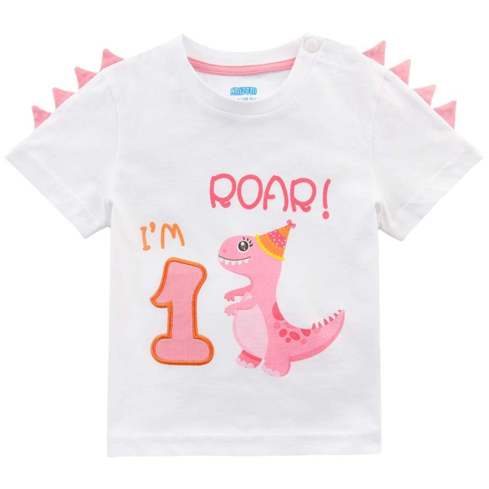 1St Birthday Girl T-Shirt Dinosaur Party B-Day Themed Tee Gift For Bab – Cutebab WBBAPB088LLYKC3