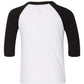 Bella + Canvas Toddler 3/4-Sleeve Baseball T-Shirt 3T White/ Black