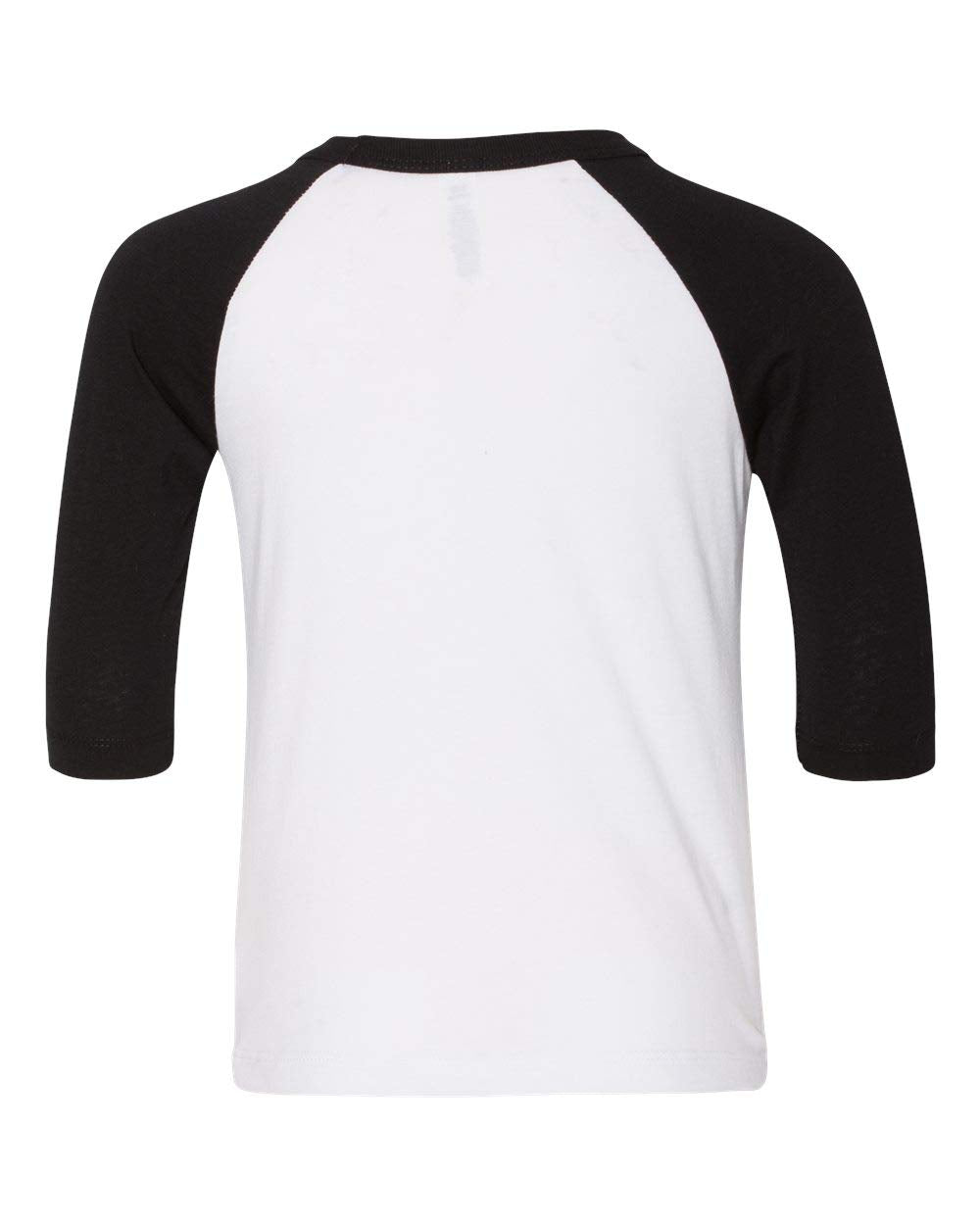 Bella + Canvas Toddler 3/4-Sleeve Baseball T-Shirt 3T White/ Black