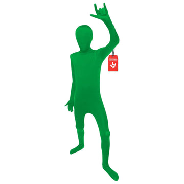 Morphsuits Green Bodysuit Costume for Kids, Green Screen Suit for Kids, Body Suit for Child, Fun Halloween Dress-Up, Large
