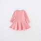 Csbks Toddler Baby Girls Long Sleeve Cotton Dress Solid Ruffle Tops 3T Pink