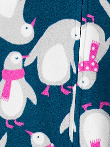 Simple Joys By Carter'S Kids' Holiday Loose-Fit Flame Resistant Fleece Footed Pajamas, Fair Isle/Penguin, 6-9 Months