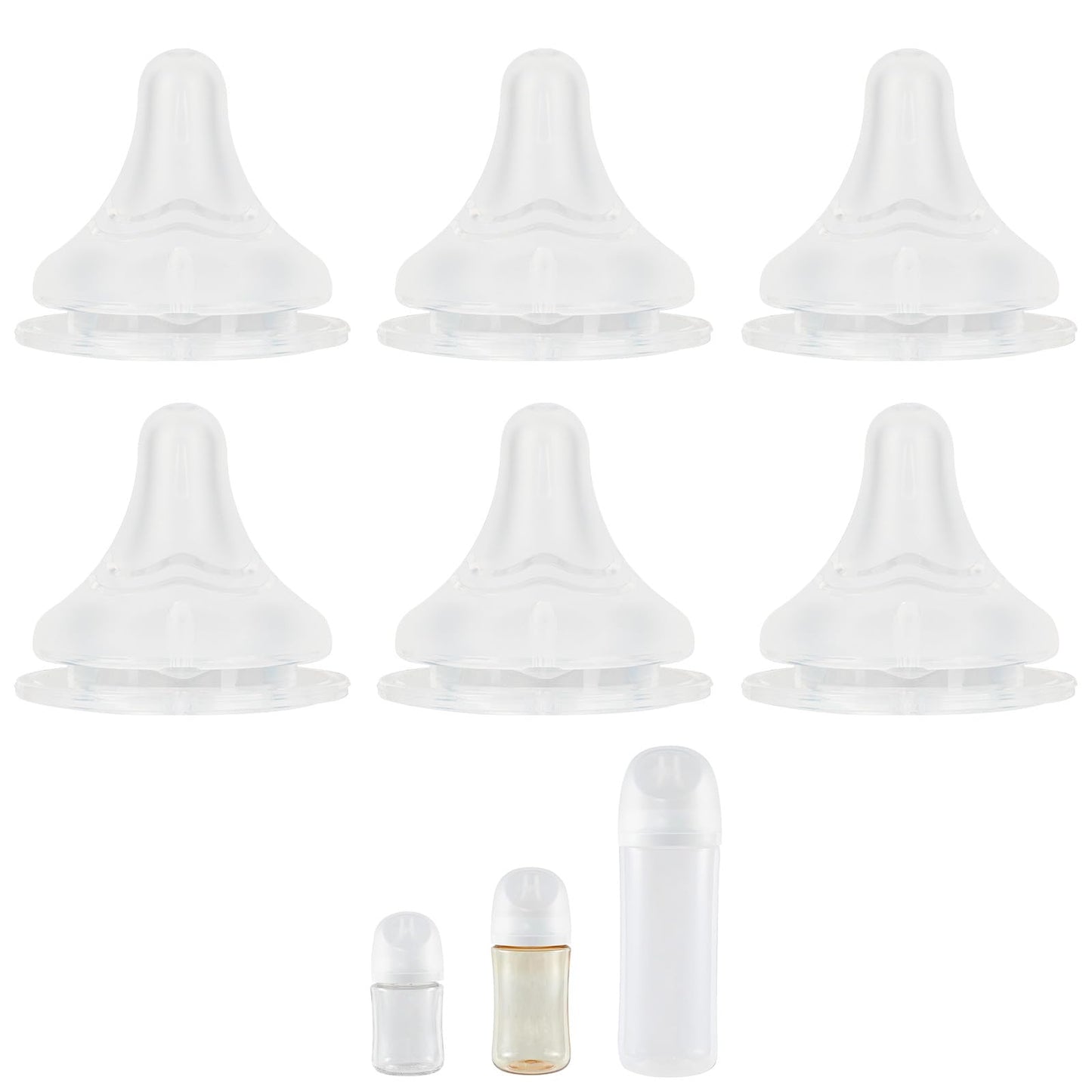 Silicone Nipple for Pigeon Baby Bottle, Size M, Medium Flow, 3m+, 6 Count