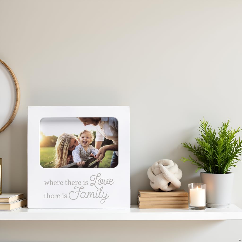 Kate & Milo Where There is Love THere Is Family Photo Keepsake Frame - New Baby & Mom Gift, Expecting Parents Keepsake- White