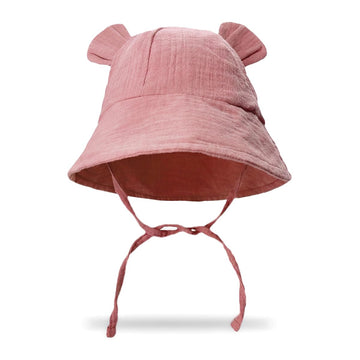 Snowie Soft Bucket Hat Baby Cap 612 Months, Fashion Foldable Soft Pure Cotton Cap For Baby Girl With Bear Ear & Windproof Chin 