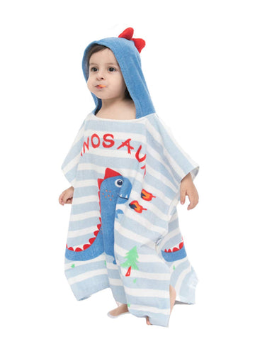 Tonwhar Kids Bath/Pool/Beach Hooded Poncho Towel-Cartoon Animal Pattern Cotton Beach Towel For Baby And Kids (Dinosaur, 1-4 Year