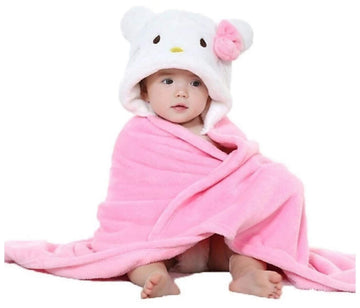 NAMAN Newborn Plush Swaddle, Hodded Blanket, Sleeping Bag, Warm and Soft Swaddle Wrap for Baby boy and Baby GirlPink_Hood