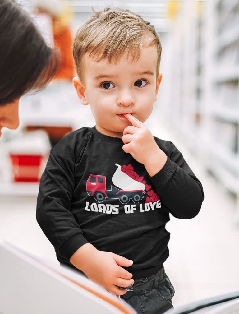 Valentines Day Dump Truck Loads Of Love Toddler Kids Long Sleeve T-Shirt 4T Black