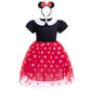 Dressy Daisy Toddler Girls Polka Dots Fancy Dress Up Halloween Costume Birthday Party Outfit With Mouse Ears Headband Size 4T To